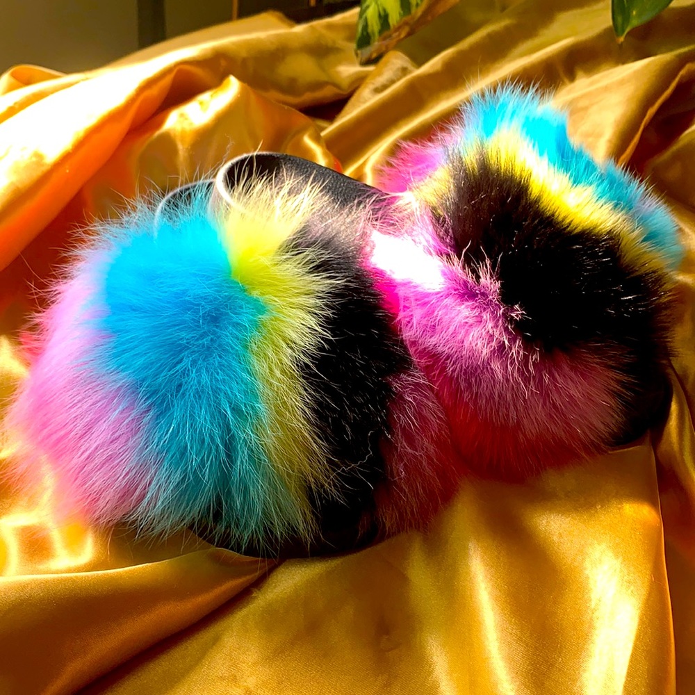 Real Fur Long Furry Summer Slides